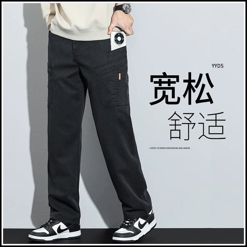 Men'S Pants Loose Straight Multi-Pocket American Style Workwear Casual Trousers For Boys Summer - Image 1
